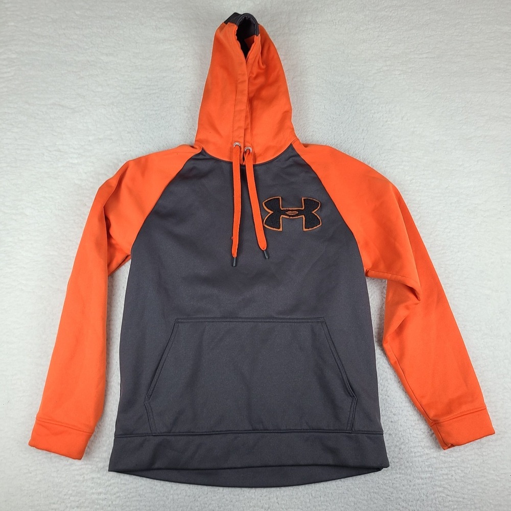 Under Armour Hoodie Mens Medium Dark Gray Orange Loose Activewear